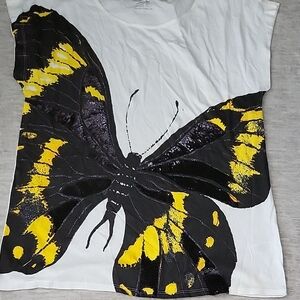 Express Black and Yellow Butterfly Print Tee